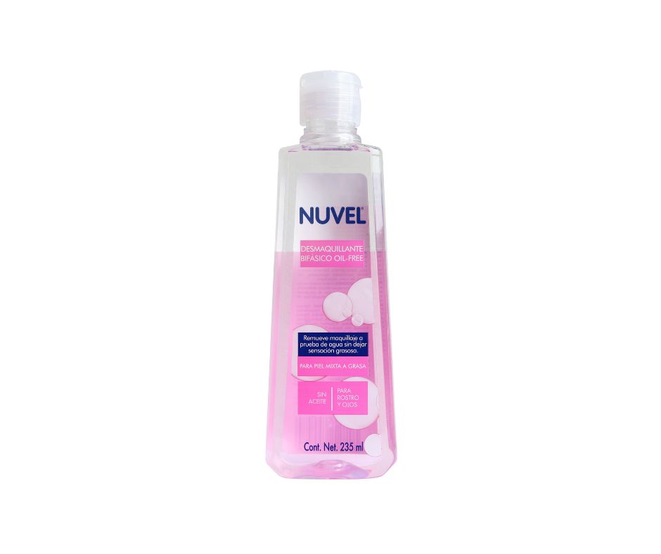 DESMAQUILLANTE BIFÁSICO OIL FREE NUVEL PARA PIEL GRASA 235 ml