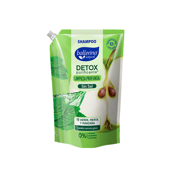 shampoo detox te, menta y manzana doy pack 900 ml