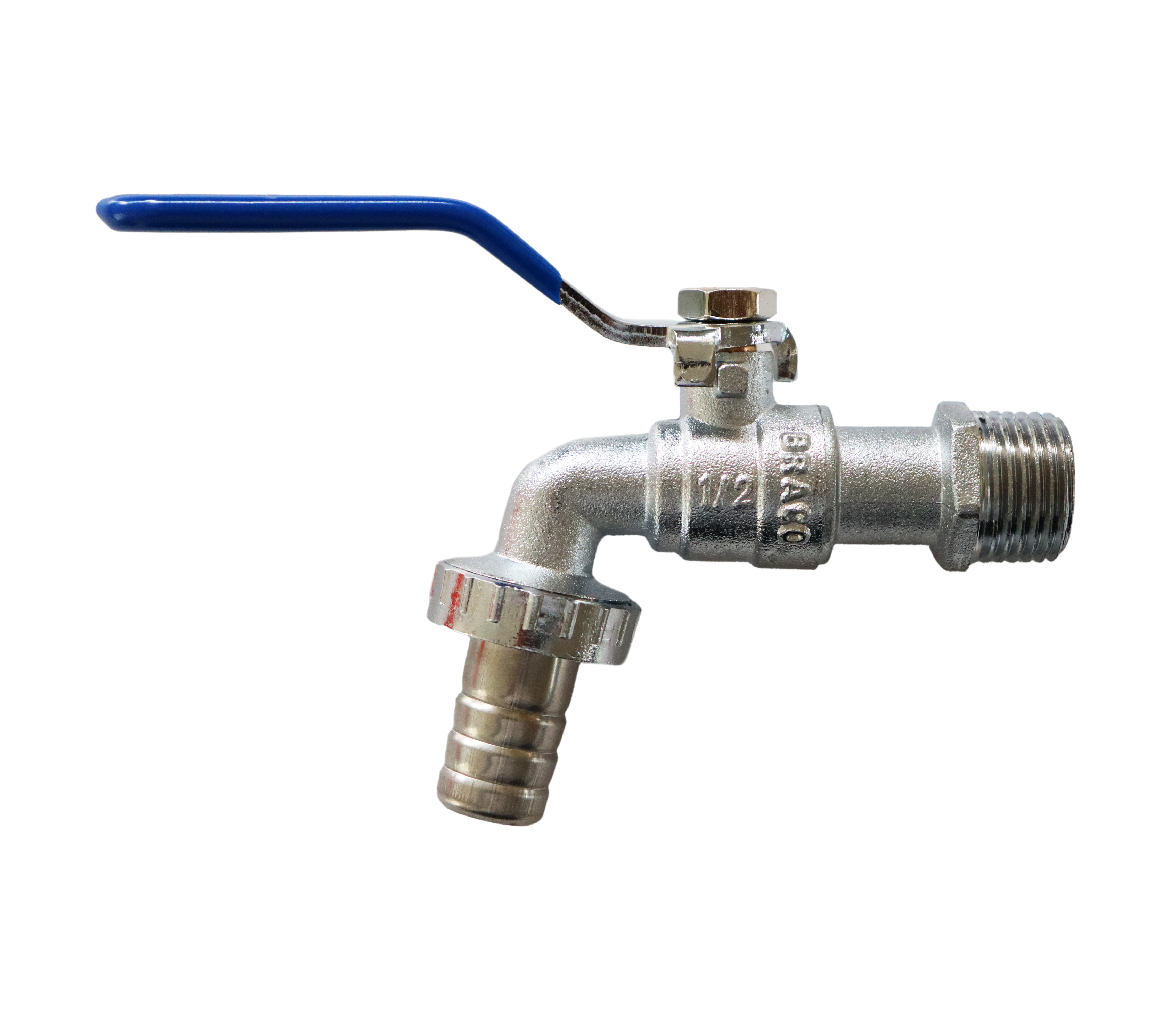 Llave esférica de botadero con mango azul plano rosca NPT